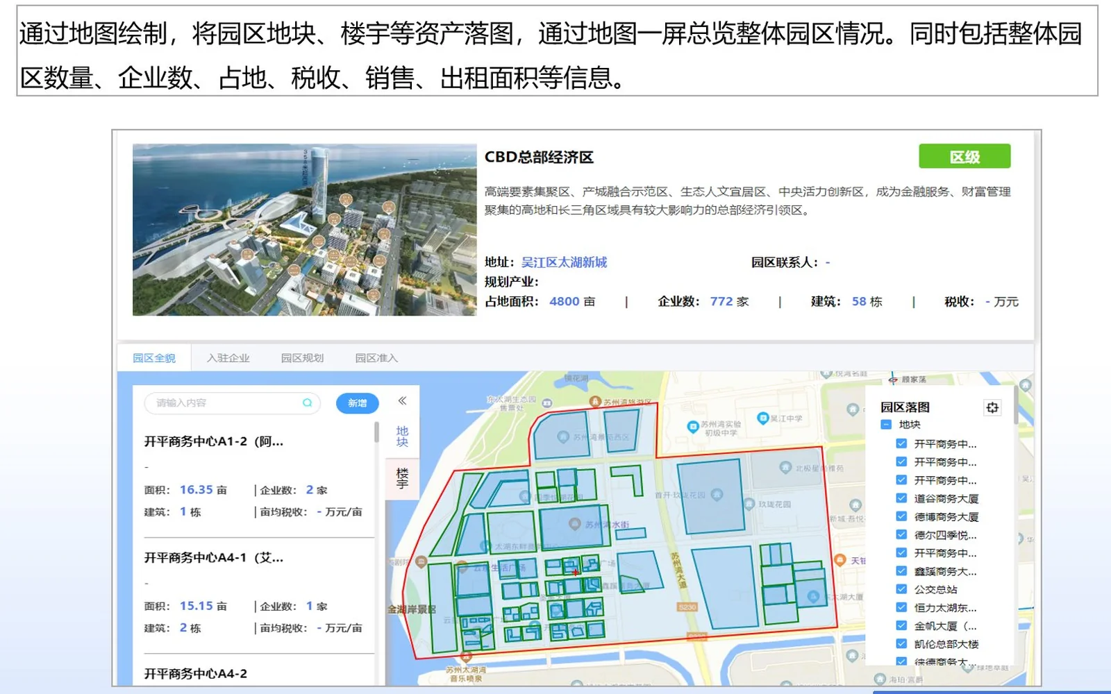 智慧园区运营平台 - 载体资产一屏管理